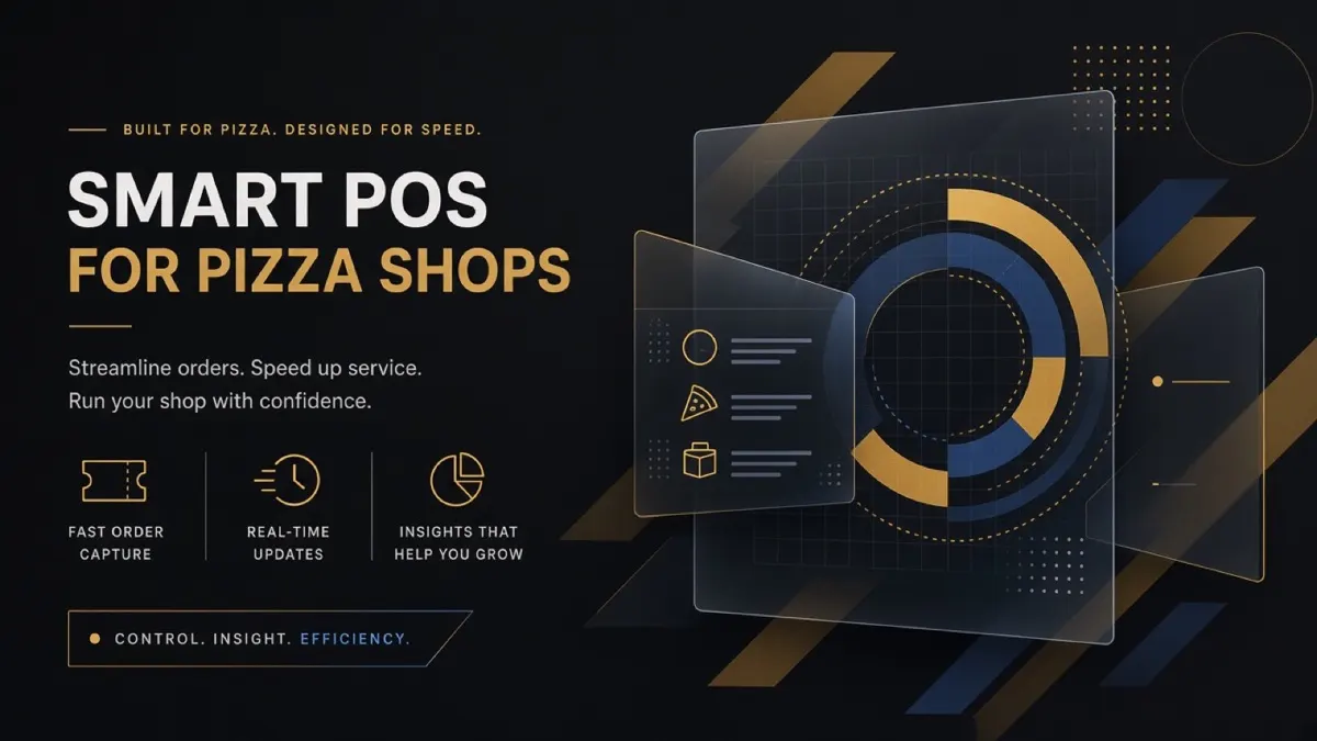 Professional marketing poster for Marvelous Pizza House POS (dummy visual — real screenshots pending)